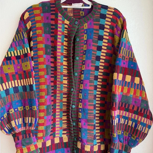 Vintage hand made Betty white Multicolor Women's Sweater size L - Picture 5 of 9